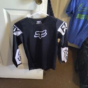 Fox Black and White Long Sleeve Kids Motocross Shirt